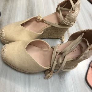 Never worn ASOS tie up tan wedges